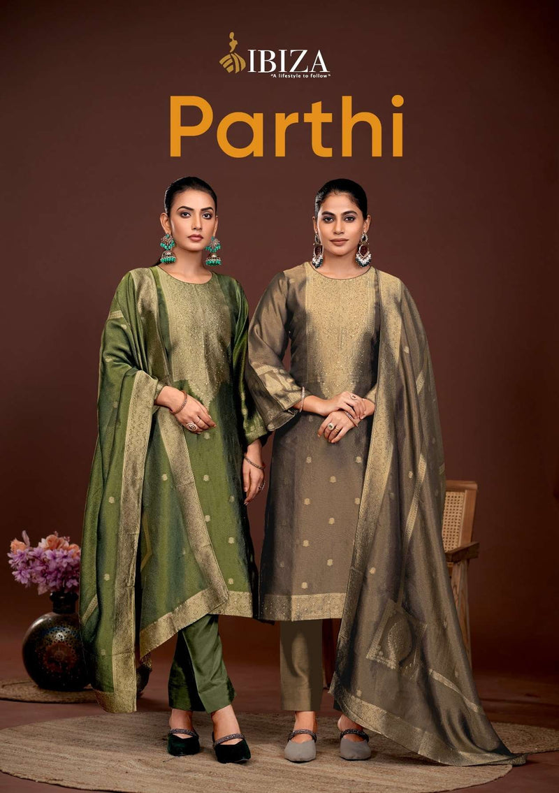 Ibiza Parthi Pure Banglory Silk Jacquard Handwork Salwar Suit