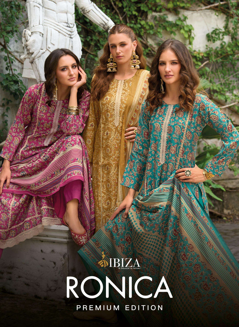 Ibiza Ronica Pure Viscose Muslin Digital Printed Embroidery Work Salwar Suit