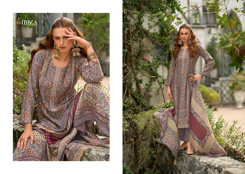 Ibiza Ronica Pure Viscose Muslin Digital Printed Embroidery Work Salwar Suit