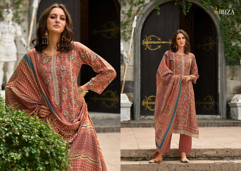 Ibiza Ronica Pure Viscose Muslin Digital Printed Embroidery Work Salwar Suit