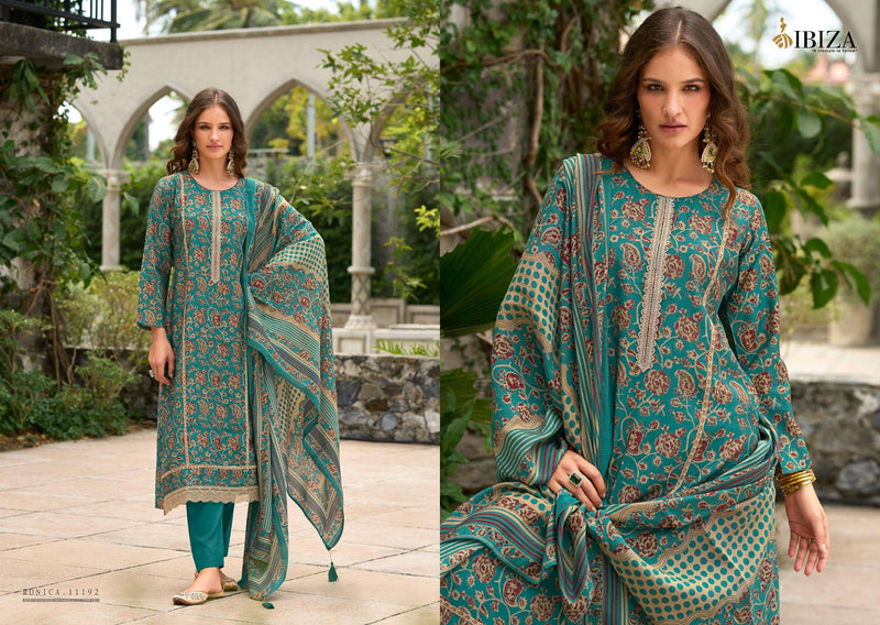Ibiza Ronica Pure Viscose Muslin Digital Printed Embroidery Work Salwar Suit