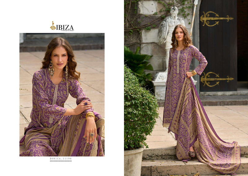 Ibiza Ronica Pure Viscose Muslin Digital Printed Embroidery Work Salwar Suit