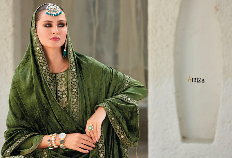 Ibiza Sadgi Pure Gaji Silk Jacquard Embroidery Work Salwar Suit