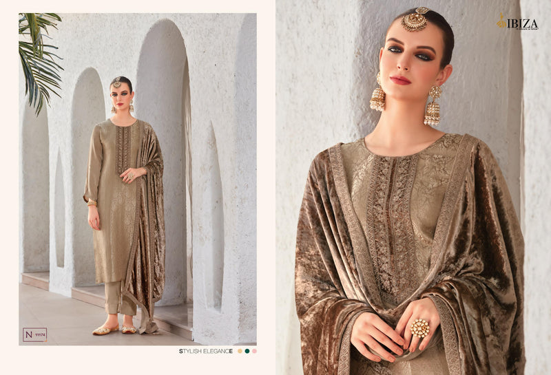 Ibiza Sadgi Pure Gaji Silk Jacquard Embroidery Work Salwar Suit