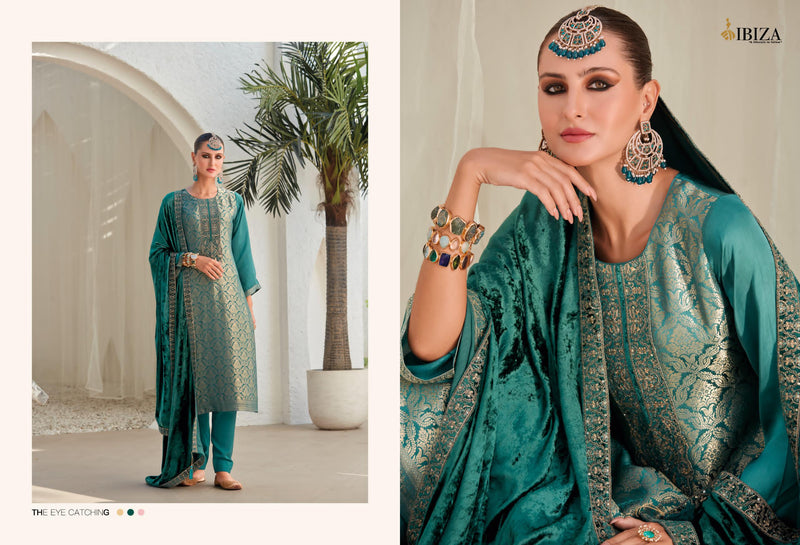 Ibiza Sadgi Pure Gaji Silk Jacquard Embroidery Work Salwar Suit
