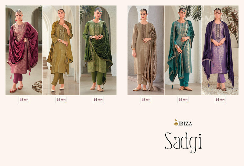 Ibiza Sadgi Pure Gaji Silk Jacquard Embroidery Work Salwar Suit