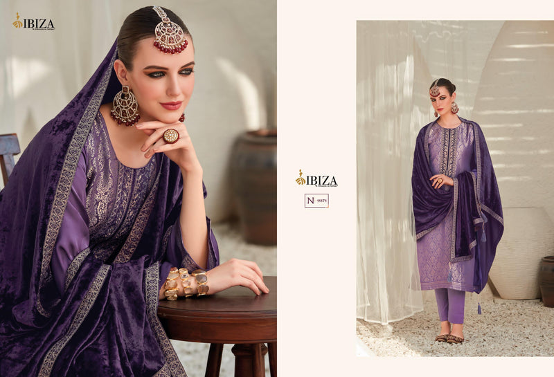 Ibiza Sadgi Pure Gaji Silk Jacquard Embroidery Work Salwar Suit
