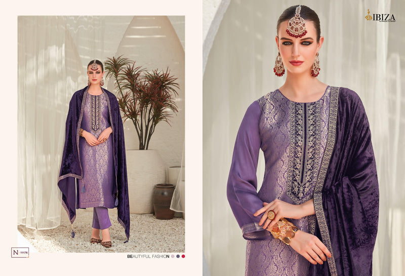 Ibiza Sadgi Pure Gaji Silk Jacquard Embroidery Work Salwar Suit