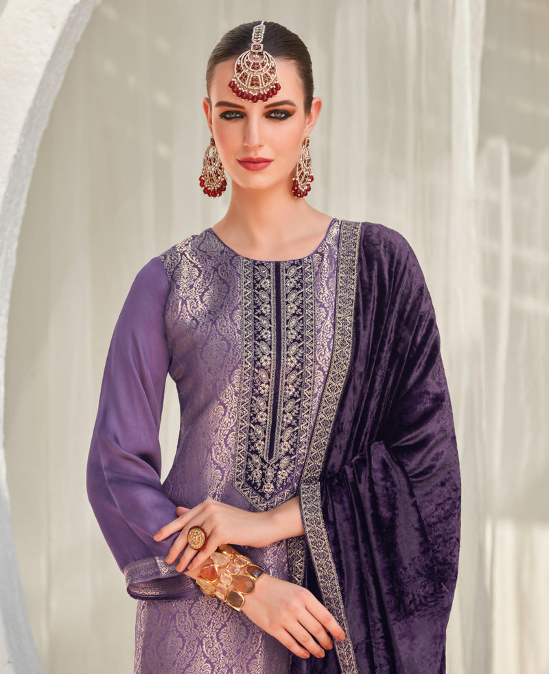Ibiza Sadgi Pure Gaji Silk Jacquard Embroidery Work Salwar Suit