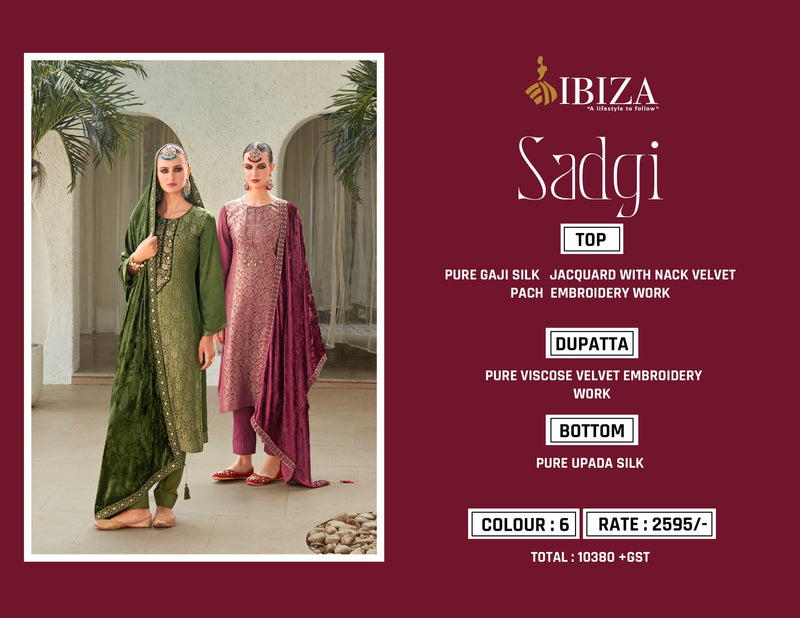Ibiza Sadgi Pure Gaji Silk Jacquard Embroidery Work Salwar Suit