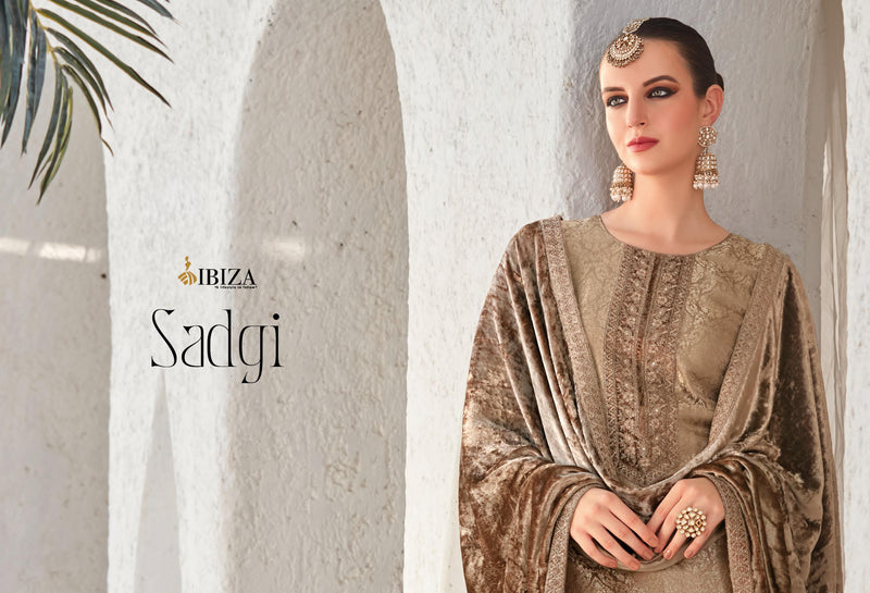 Ibiza Sadgi Pure Gaji Silk Jacquard Embroidery Work Salwar Suit