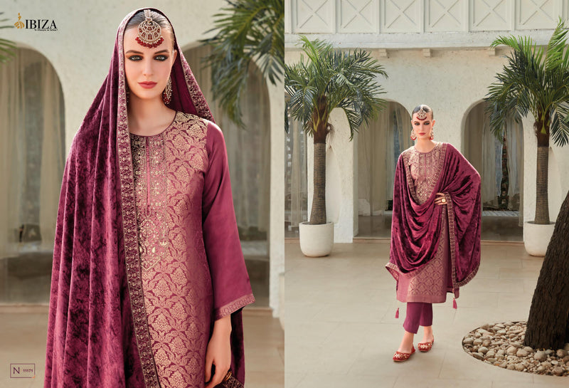 Ibiza Sadgi Pure Gaji Silk Jacquard Embroidery Work Salwar Suit