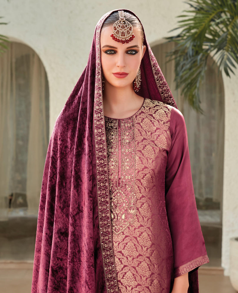Ibiza Sadgi Pure Gaji Silk Jacquard Embroidery Work Salwar Suit