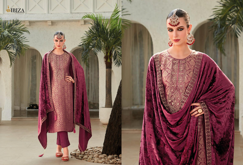Ibiza Sadgi Pure Gaji Silk Jacquard Embroidery Work Salwar Suit