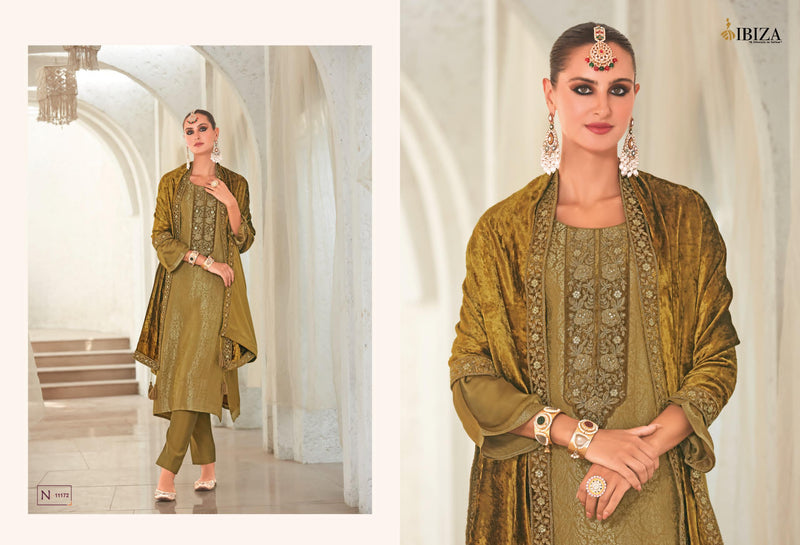 Ibiza Sadgi Pure Gaji Silk Jacquard Embroidery Work Salwar Suit