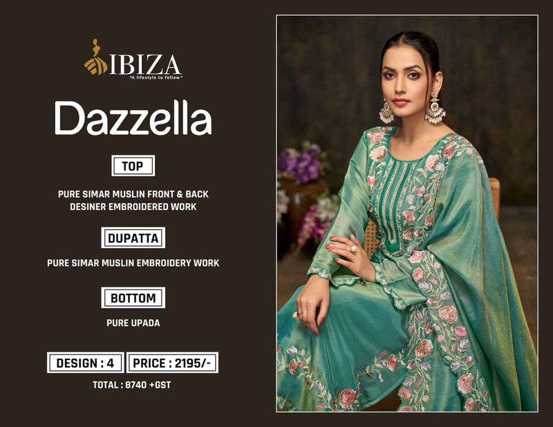 Ibiza Dazzella Pure Muslin Printed With Emboridery Work Salwar Suit