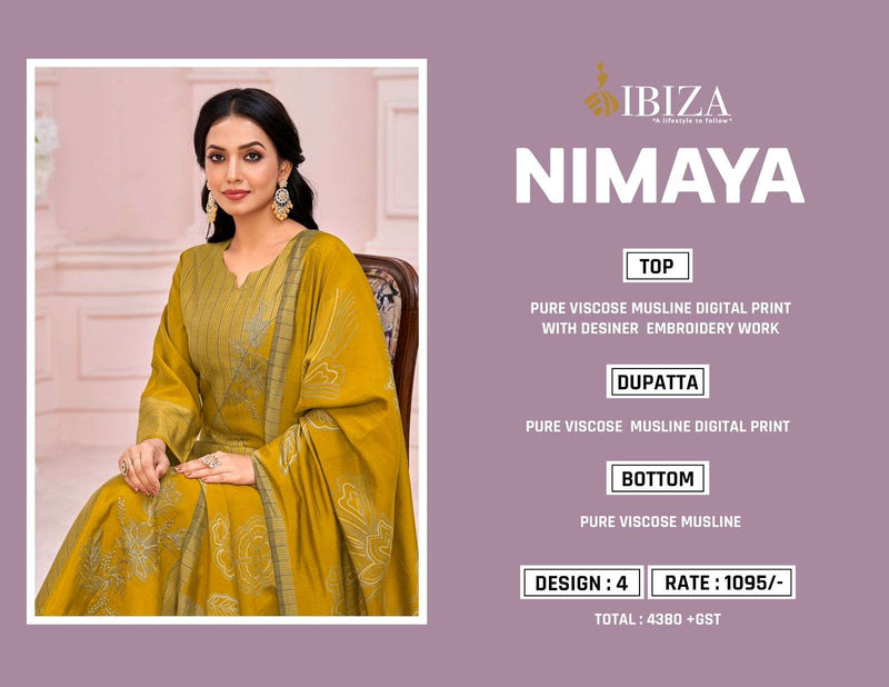 Ibiza Nimaya Pure Viscose Muslin Digital Print Work Salwar Suit
