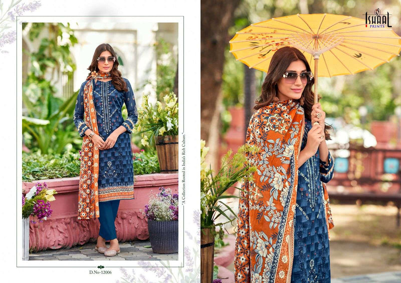 Ishaal Prints Embroidered Vol 12 Pure Lawn Cotton Self Embroidered Salwar Suit