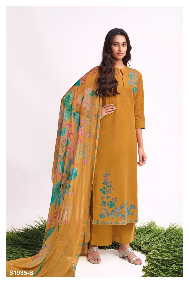Ganga Jagvi 1935 Cotton Digital Print With Embroidery Work Suits