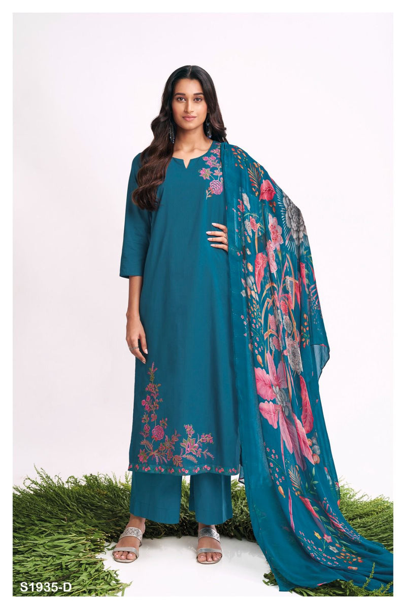 Ganga Jagvi 1935 Cotton Digital Print With Embroidery Work Suits