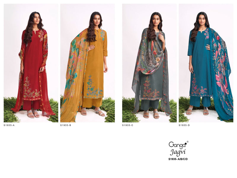 Ganga Jagvi 1935 Cotton Digital Print With Embroidery Work Suits