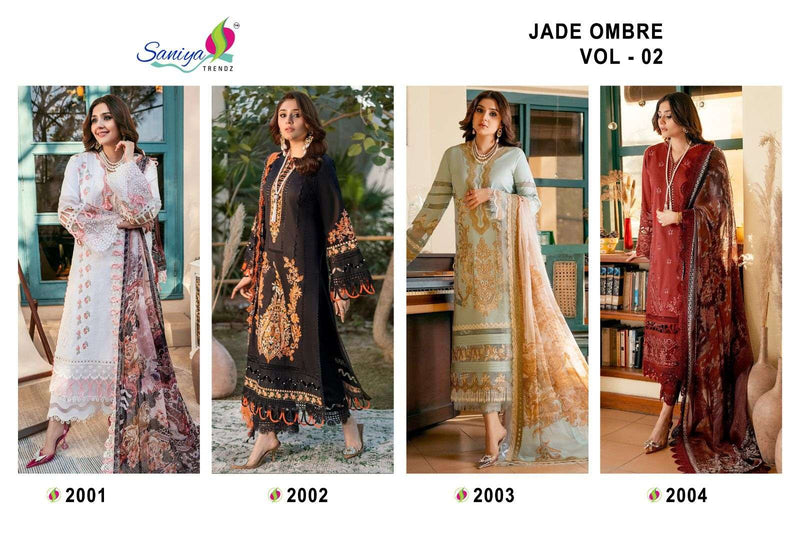 Saniya Trend Jade Ombre Vol 2 Cambric Cotton With Embroidered Salwar Kameez