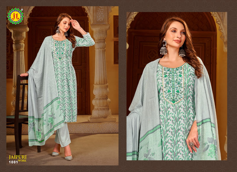 Jt Jaipuri Work Rayon Embroidery Work Fancy Unstitch Salwar Suits