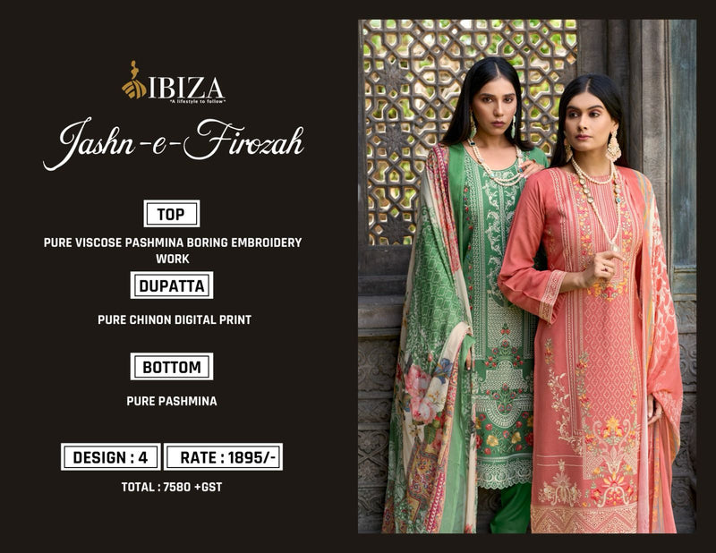 Ibiza Jashn E Firoza Pashmina Embroidery Work Designer Salwar Kameez