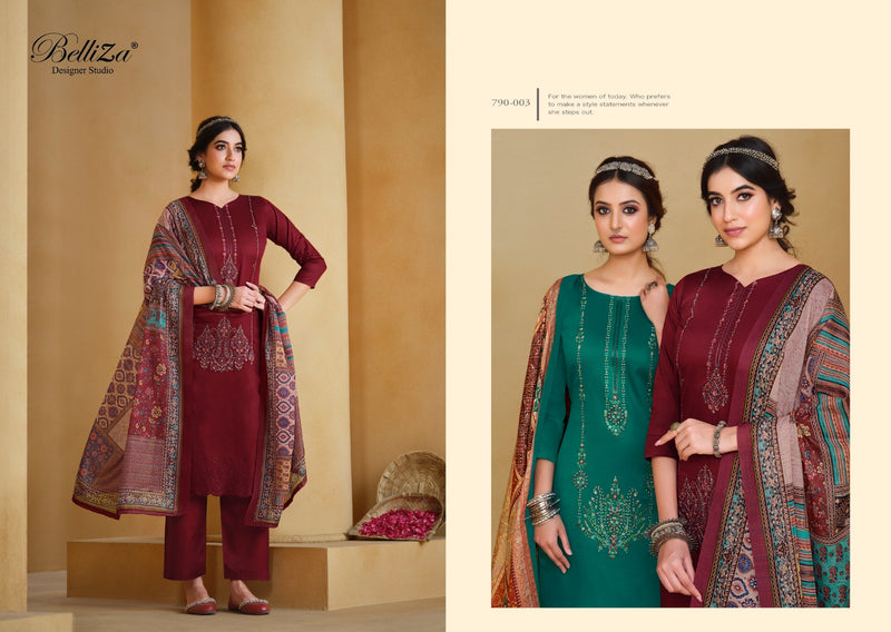 Belliza Designer Studio Jashn E Ishq Jam Cotton Fancy Embroidery Work Suits