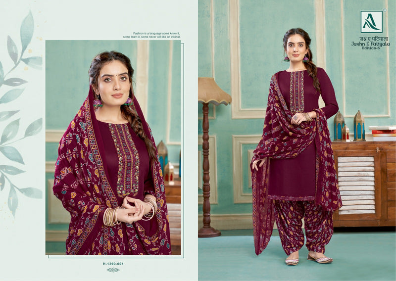 Alok Suits Jashn E Patiyala Edition Vol 5 Jam Cotton Embroidery Work Suits