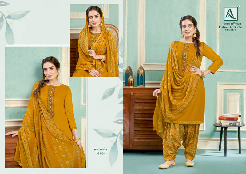 Alok Suits Jashn E Patiyala Edition Vol 5 Jam Cotton Embroidery Work Suits