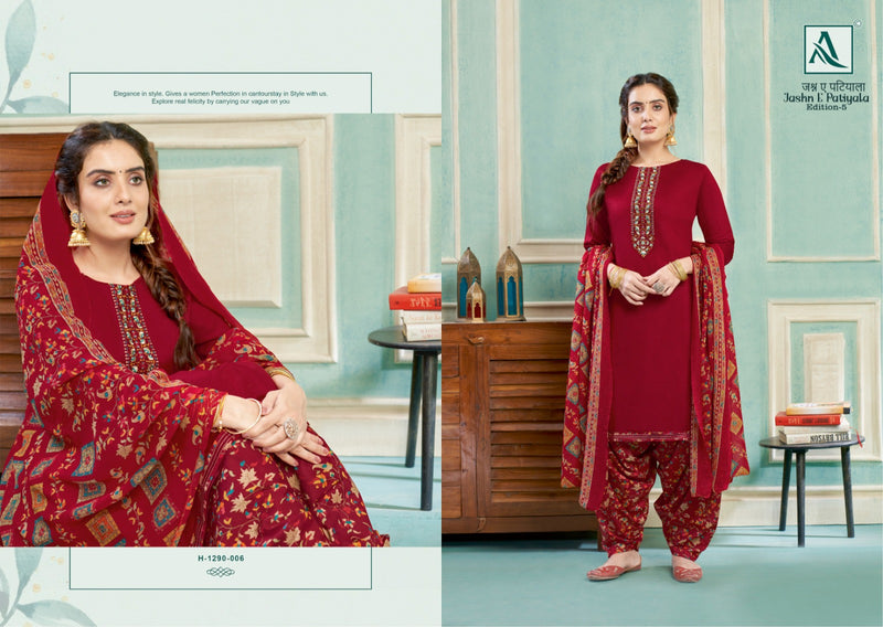Alok Suits Jashn E Patiyala Edition Vol 5 Jam Cotton Embroidery Work Suits
