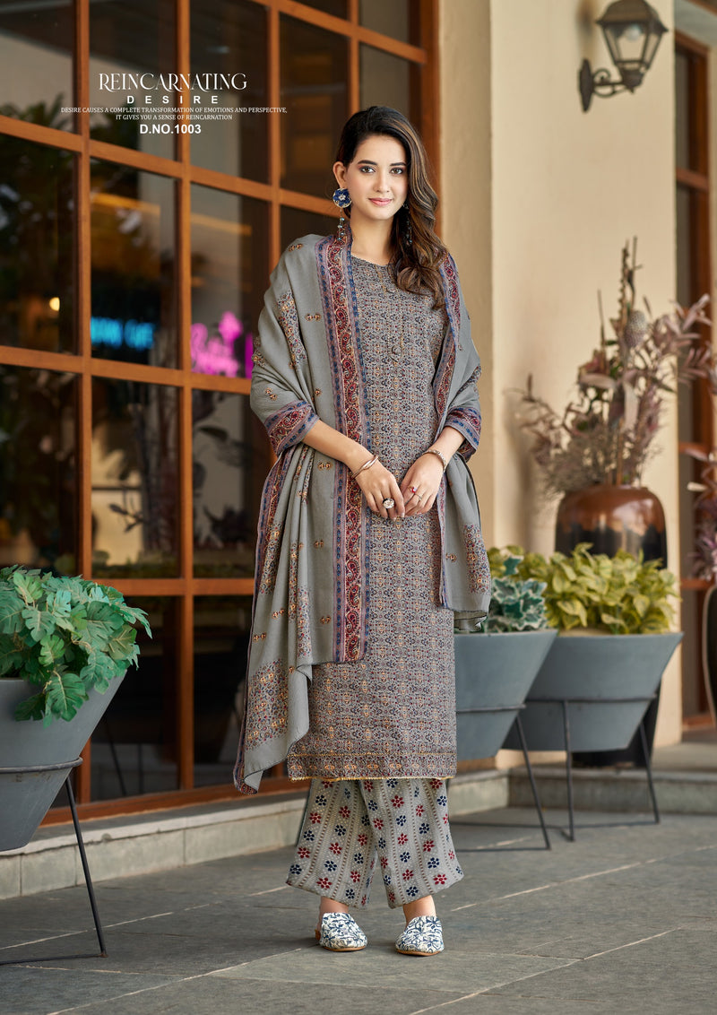 Roli Moli Creation Jasmine Pashmina Heavy Printed With Fancy Work Suit