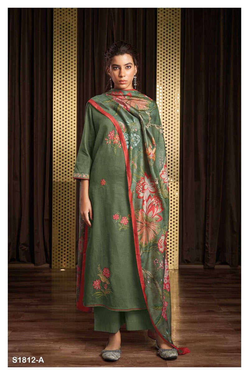 Ganga Jewel 1812 Cotton Silk Printed With Embroidery Salwar Suits