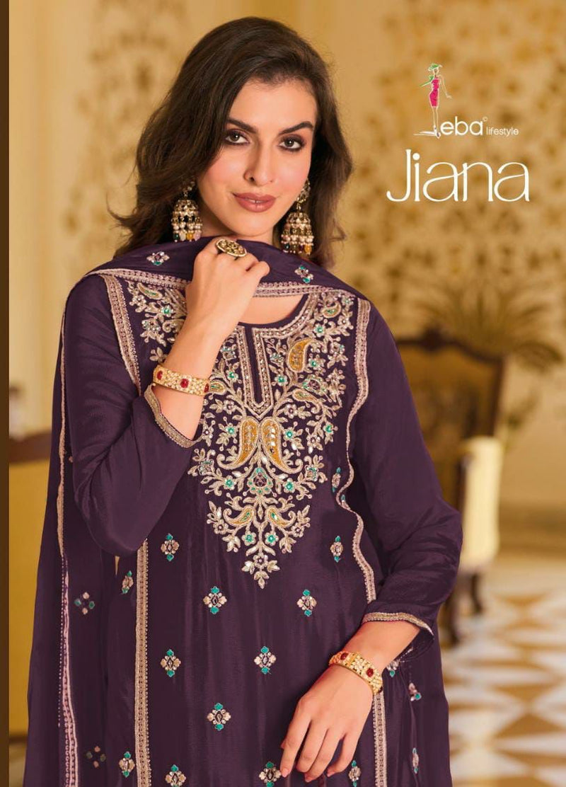 Eba Lifestyle Jiana Silk With Embroidered Designer Salwar Suit Collection