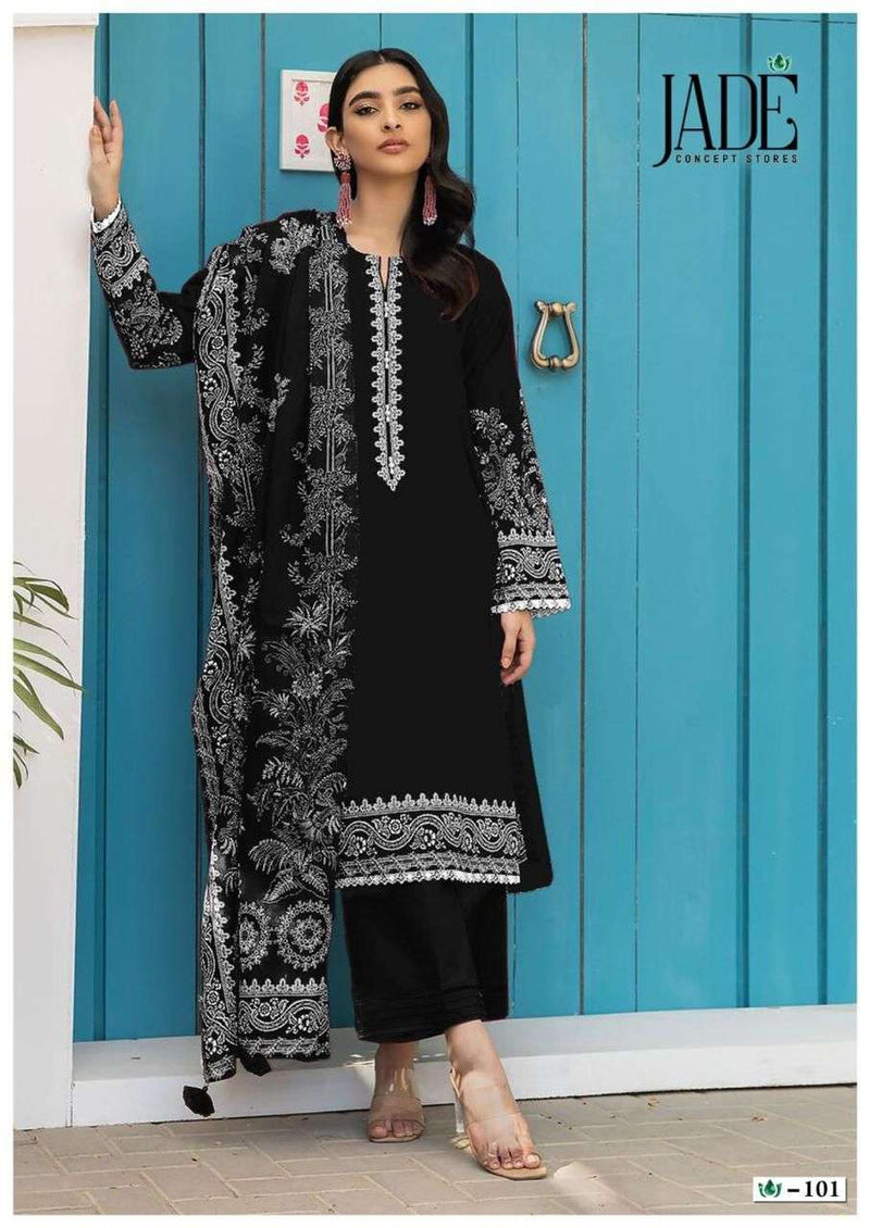 Jade Bin Saeed Black And White Pure Lawn Cotton Printed Salwar Suit