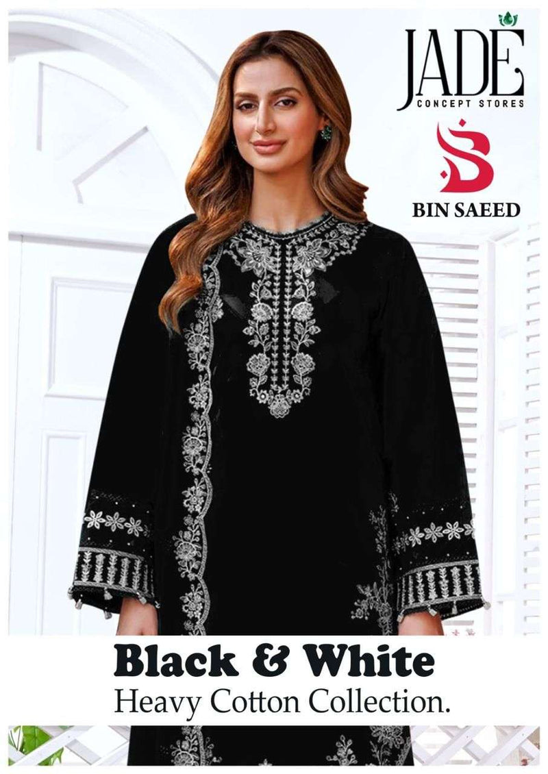 Jade Bin Saeed Black And White Pure Lawn Cotton Printed Salwar Suit