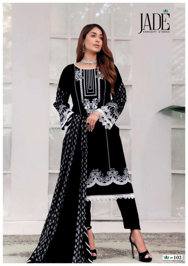 Jade Bin Saeed Black And White Pure Lawn Cotton Printed Salwar Suit