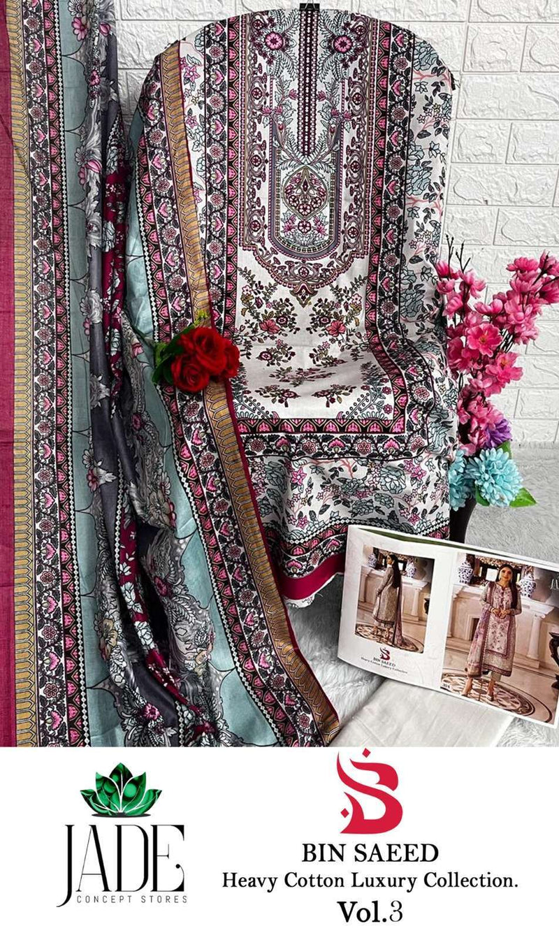 Jade Bin Saeed Heavy Cotton Luxury Collection Vol 3  Heavy Lawn Cotton Daily Wear Salwar Suit