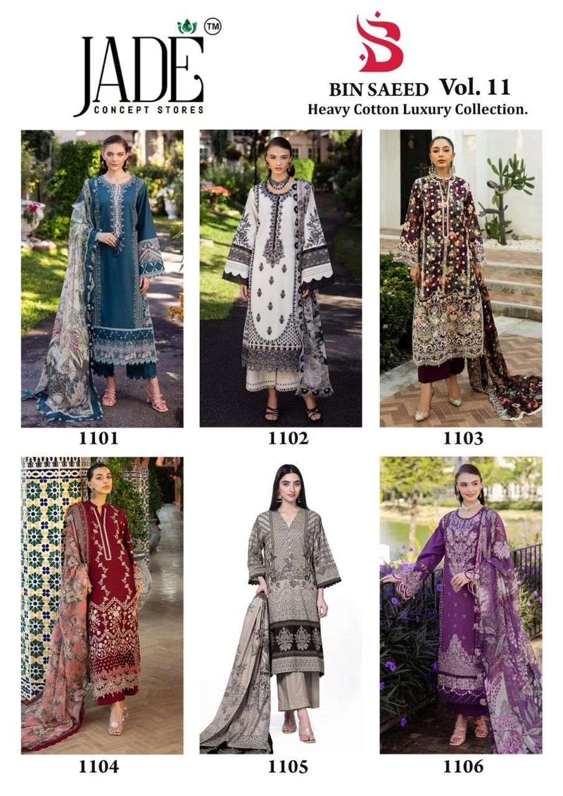 Jade Bin Saeed Vol 11 Pure Lawn Cotton Printed Karachi Salwar Suit