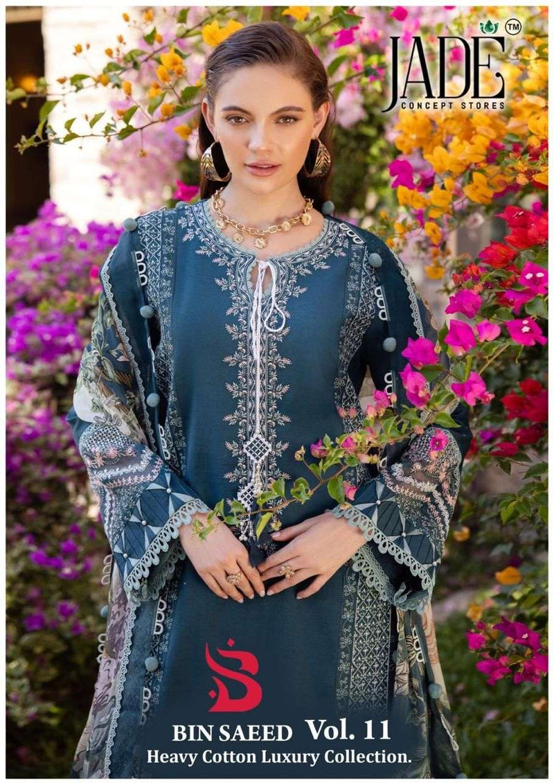 Jade Bin Saeed Vol 11 Pure Lawn Cotton Printed Karachi Salwar Suit