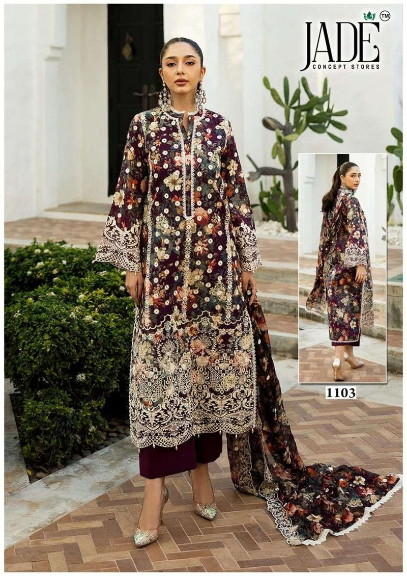 Jade Bin Saeed Vol 11 Pure Lawn Cotton Printed Karachi Salwar Suit
