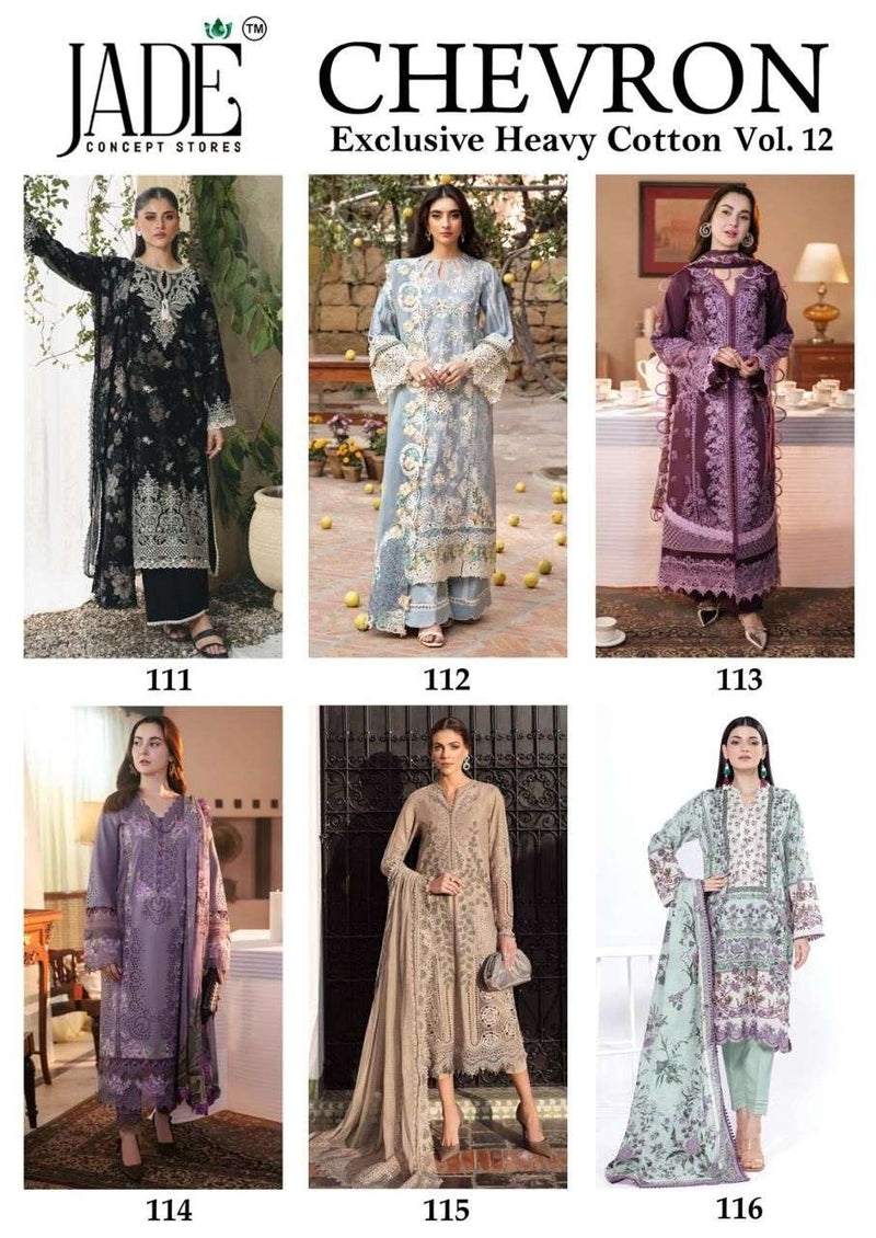 Jade Chevron Exclusive Heavy Cotton Vol 12 Printed Luxury Pakistani Suits