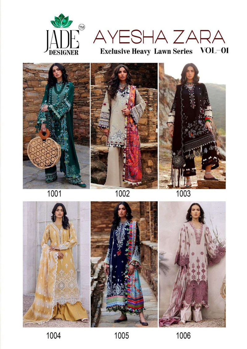 Jade Designer Ayesha Zara Vol 1 Heavy Lawn Cotton Printed Karachi Suit
