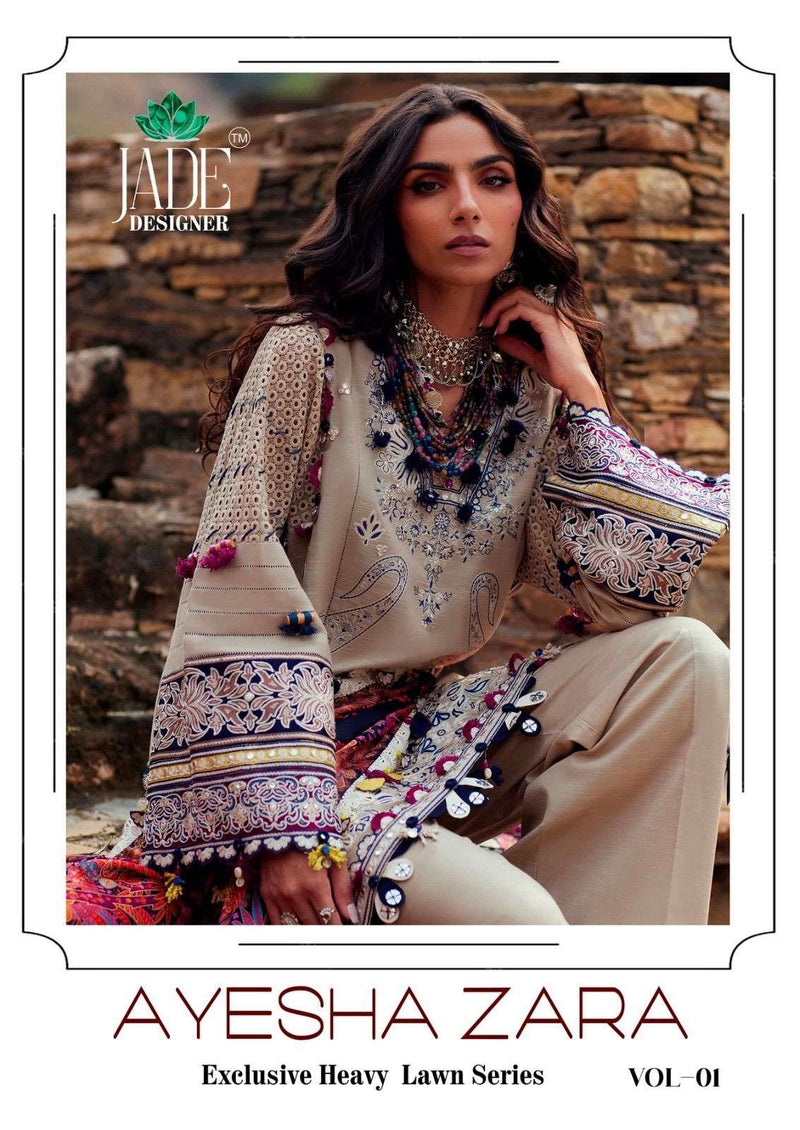 Jade Designer Ayesha Zara Vol 1 Heavy Lawn Cotton Printed Karachi Suit