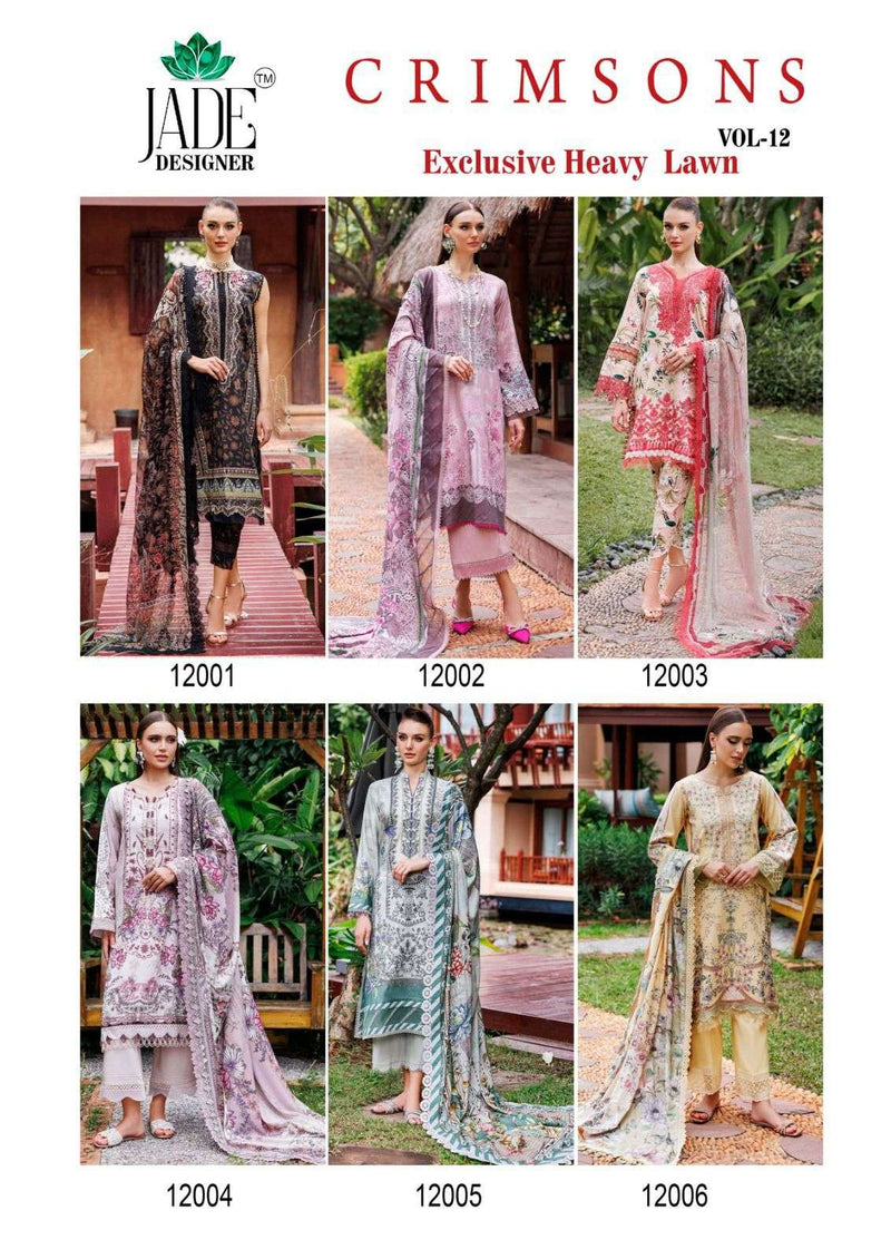 Jade Crimson Exclusive Heavy Lawn Vol 12 Karachi Print Dailywear Salwar Suit