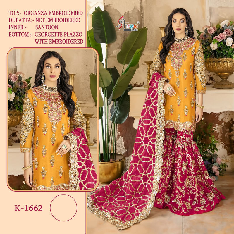 Shree Fabs D No K 1662 Organza Embroidery Designer Pakistani Suit Collection