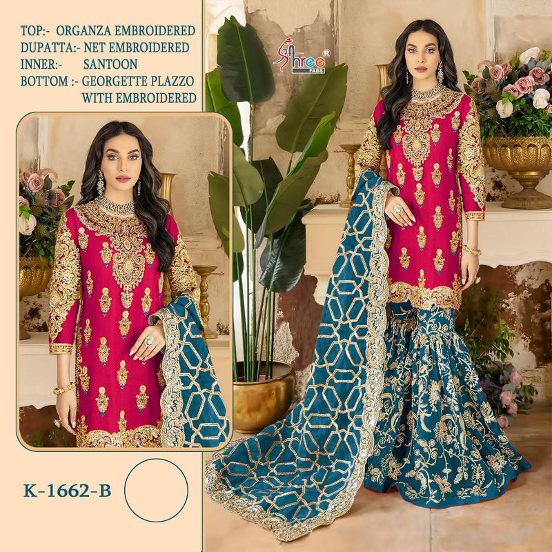 Shree Fabs D No K 1662 Organza Embroidery Designer Pakistani Suit Collection