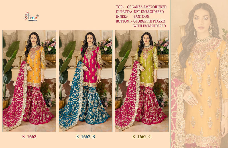 Shree Fabs D No K 1662 Organza Embroidery Designer Pakistani Suit Collection