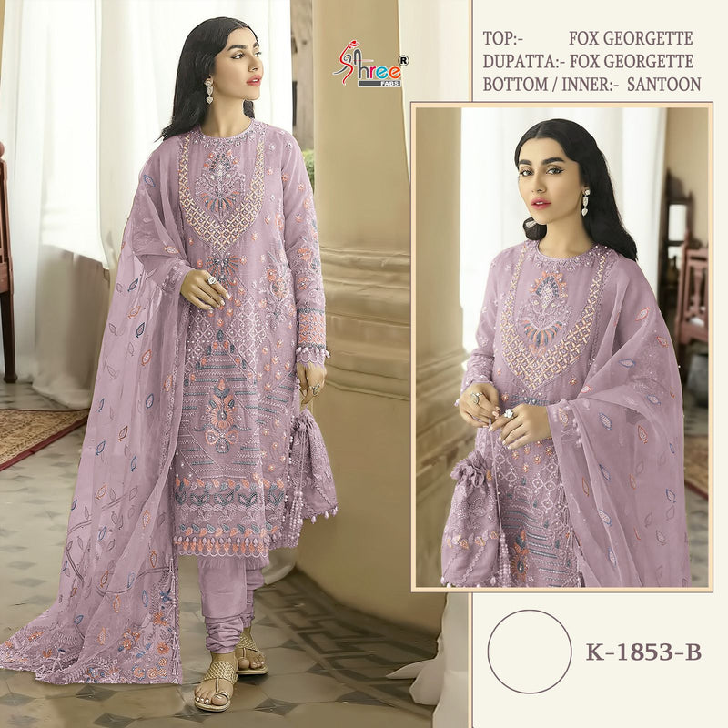 Shree Fabs K 1853 Georgette With Embroidered Heavy Look Pakistani Suit Collection